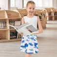 thumbnail image 6 of Girls' Skorts Elastic Waist Skorts with Inner Shorts Athletic Workout Shorts Skirts Blue Butterfly Pattern Medium, 6 of 9