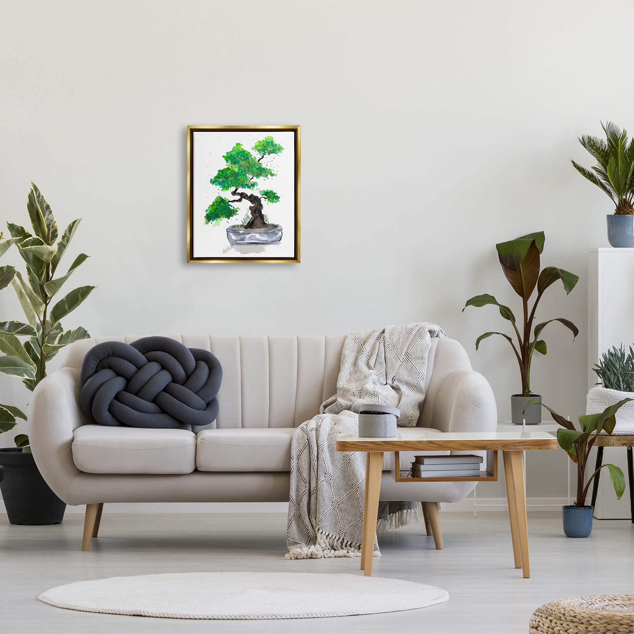 Casual Blooming Bonsai Tree Botanical & Floral Graphic Art Metallic Gold Framed Art Print Wall Art