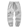 thumbnail image 7 of Boys Cargo Pants with Pockets Casual Regular Fit Elastic Waist Drawstring Kids Jogger Pants Gray 12, 7 of 7