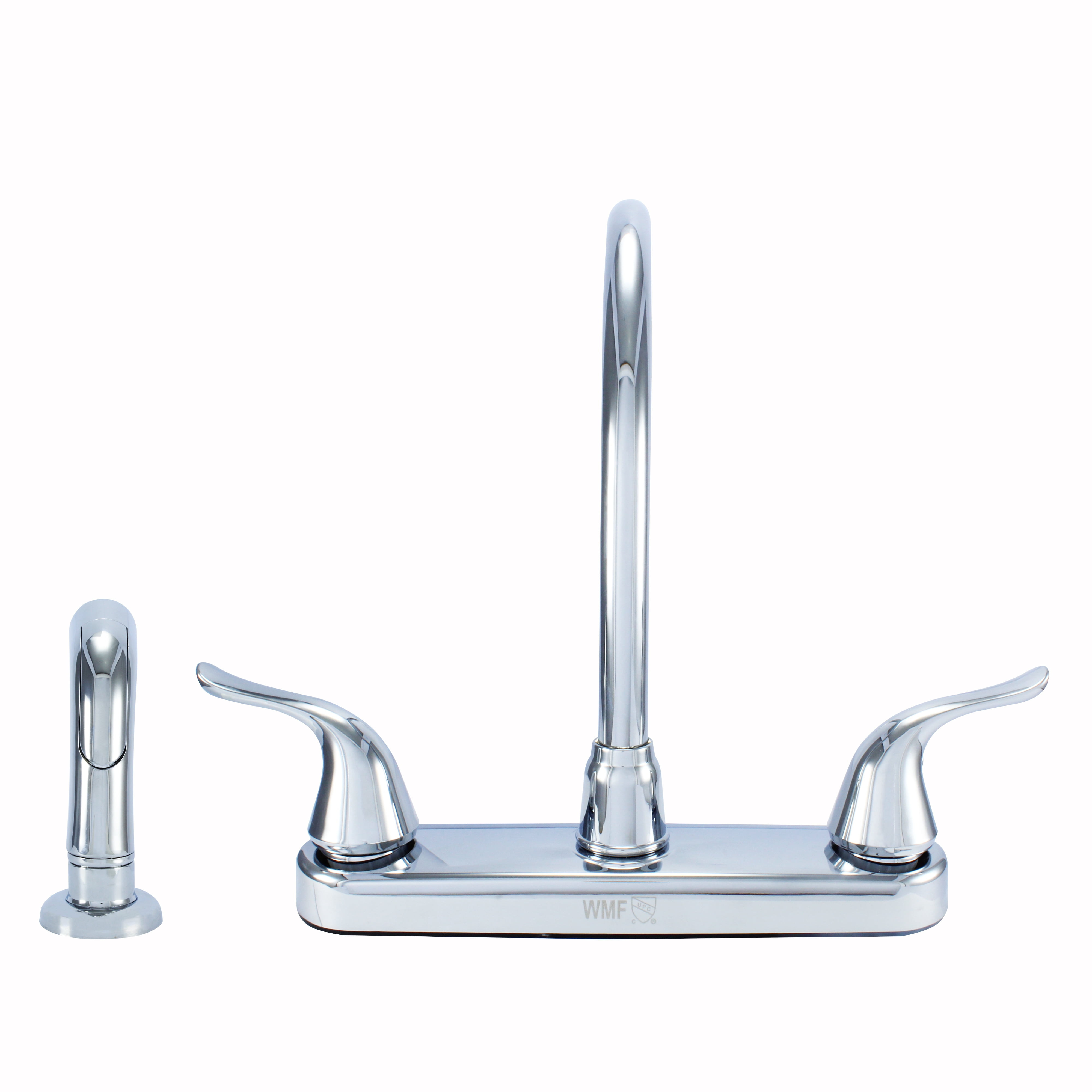 23073024 - Non Metallic Kitchen Sink Faucet 360 Degree Swivel High Spout Double Handle Washerless with Side Spray