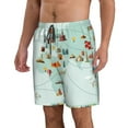 thumbnail image 2 of KLL World Travel Map Men's Casual Summer Beach Shorts Hawaiian Shorts with Pockets-Medium, 2 of 5