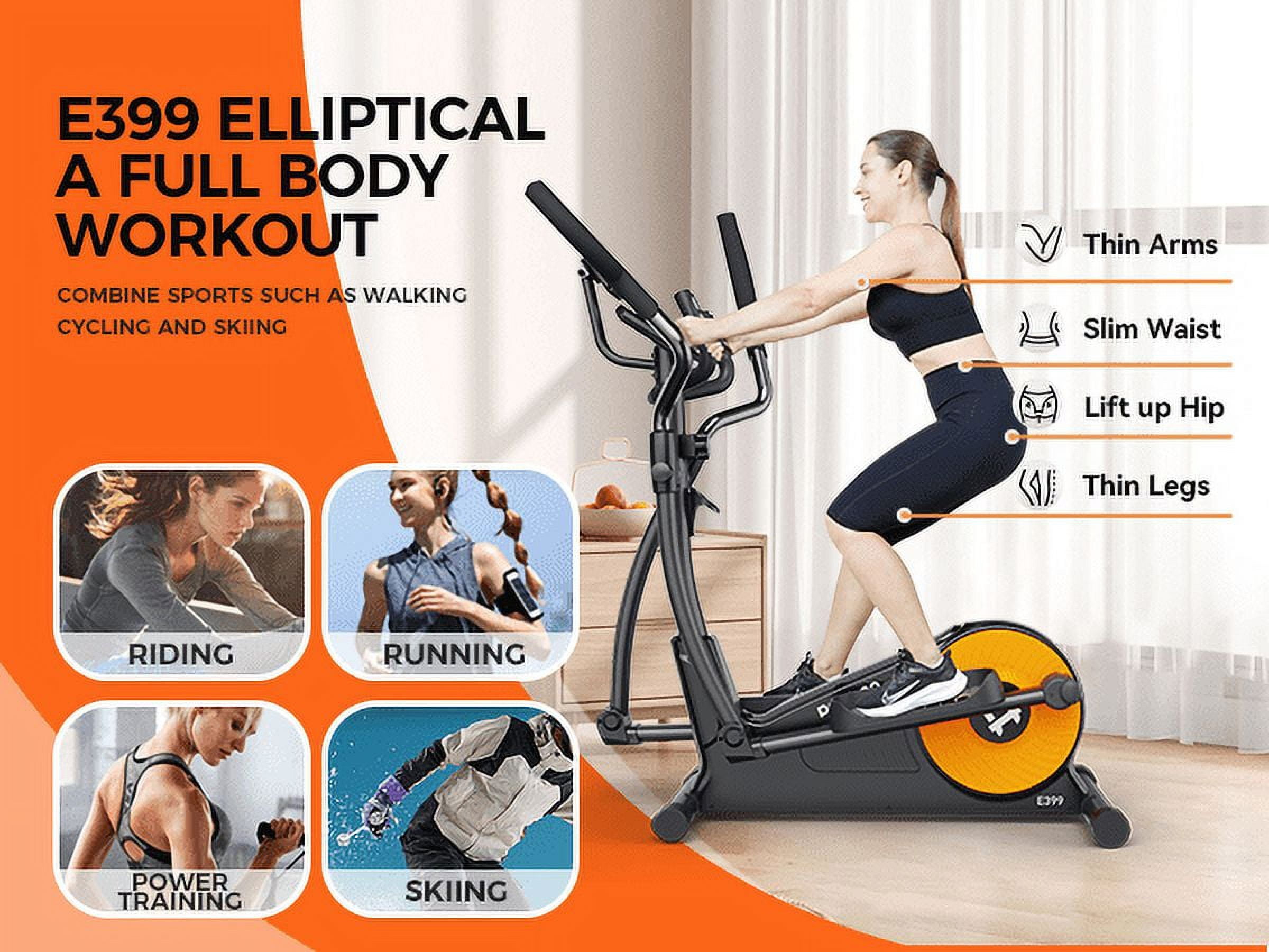 LNOW Build-in Bluetooth Silent Magnetic Elliptical Exercise Bike for Home Elliptical Training Machines 450lbs Nearlly Fully Assembled with 17 Stride Length