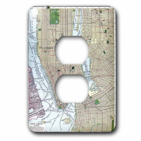 Rose Print Of Vintage New York City Map 2 Plug Outlet Cover Rose Print Of Vintage New York City Map 2 Plug Outlet Cover