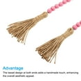 thumbnail image 4 of Uxcell 42in Wood Beads Garland Decor Farmhouse Beads with Tassels for Wall Hanging, Pink, 4 of 5