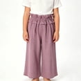 thumbnail image 2 of Gubotare Toddler Harem Pants Pattern Fashionable and Casual Girls' Pants, Featuring Wide Leg Print Patchwork Striped Sweatpants Design 5T 6T (Purple,5-6 Years), 2 of 4