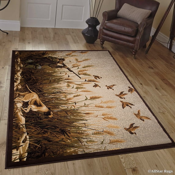 Allstar African Contours Collection Hunting and Dogs Area Rug (3' 9" x 5' 1")