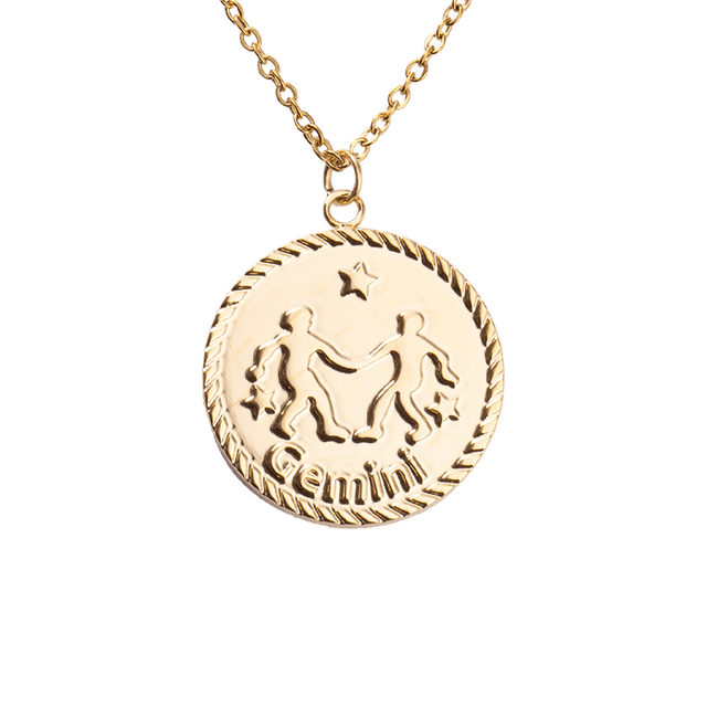 Collar para Mujer de Horóscopo LuckyLy, Acero Inoxidable con Baño de Oro 18k y Dije de Signo Zodiacal, Modelo Astra dorado UNITALLA
