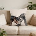 thumbnail image 2 of Horse-Print Cotton Linen Cushion Cover for Sofa, Living Room, Office or Model Unit, Decorative Throw Pillowcase with Lumbar Support, 2 of 6