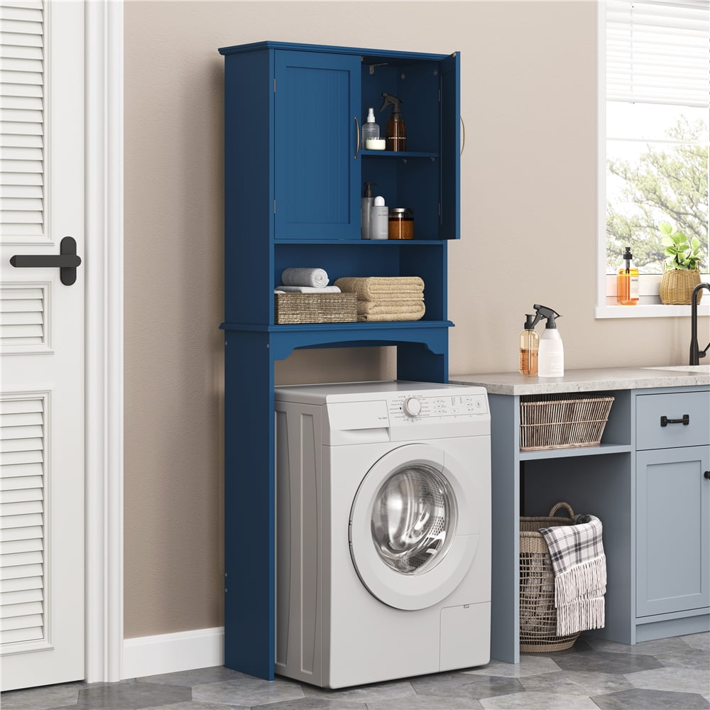 Yaheetech Over The Toilet Cabinet MDF Bathroom Storage Organizer with Adjustable Shelf, Navy Blue