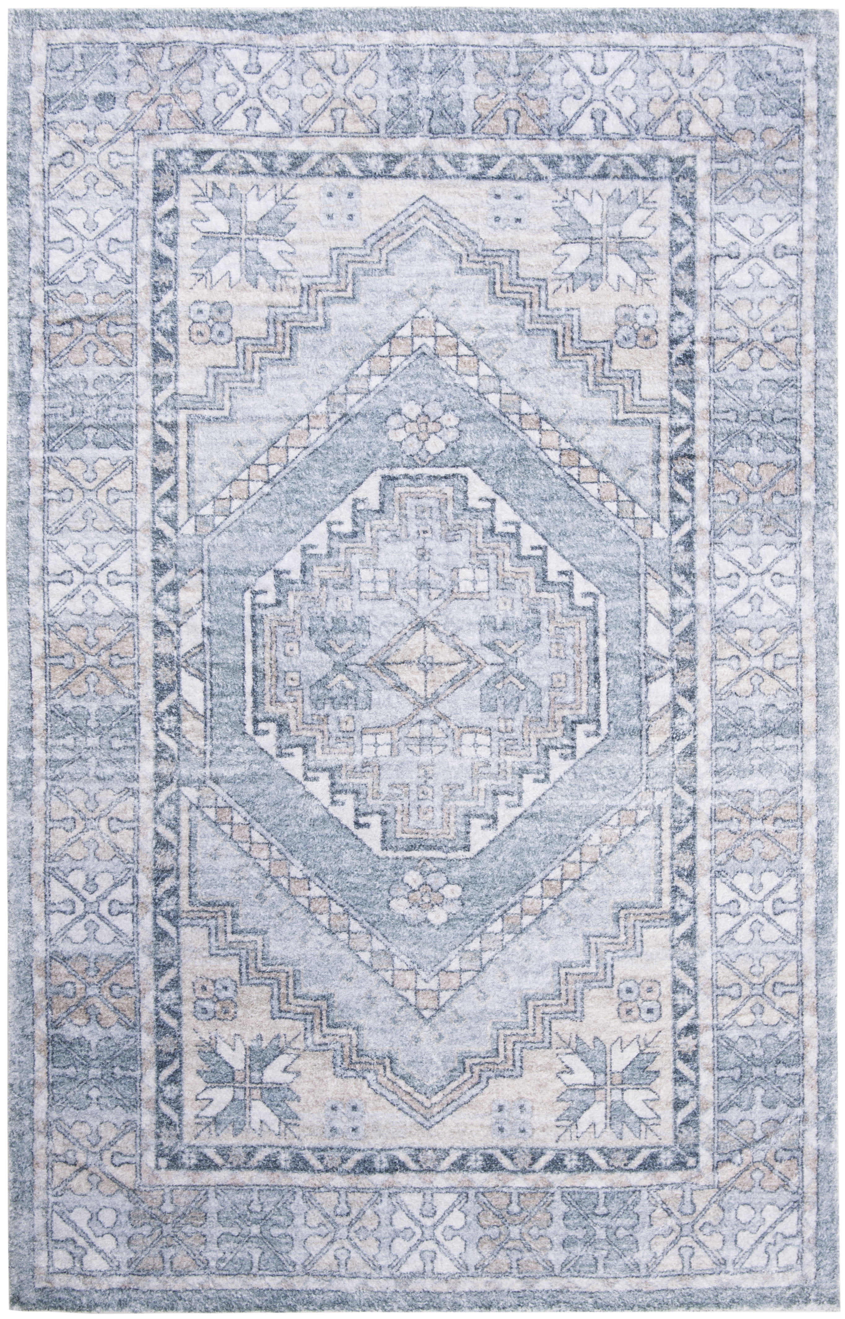 SAFAVIEH Saffron Kliment Bordered Oriental Area Rug, Grey/Ivory, 8' x 10'