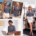 thumbnail image 2 of Whoinshop Summer Tops for Women 2026 Trendy Dressy Casual Blouse Puff Short Sleeve Shirts Knit Henley V Neck T Shirt Tunic, 2 of 7