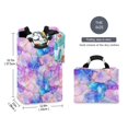 thumbnail image 2 of Yayeee Freestanding Laundry Hamper with Handle Collapsible Large Storage Basket for Clothes, Pastel Pink Marble Pattern, 2 of 7