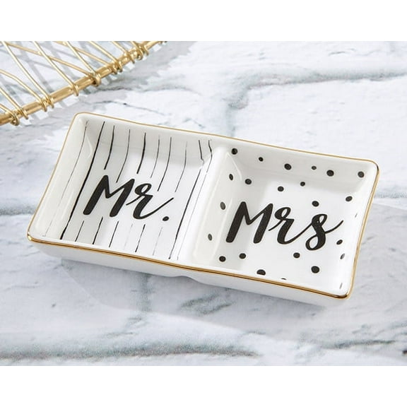 Kate Aspen Ring Holder & Jewelry Holder Ring Dish, Mr & Mrs Trinket Tray, Wedding Gifts for The Couple, Bridal Shower Gifts, Bride Gifts, His and Hers Gifts & Engagement Gifts (Set of 6)