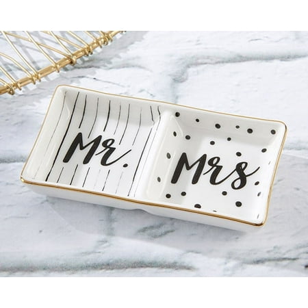Kate Aspen Ring Holder & Jewelry Holder Ring Dish, Mr & Mrs Trinket Tray, Wedding Gifts for The Couple, Bridal Shower Gifts, Bride Gifts, His and Hers Gifts & Engagement Gifts (Set of 6)