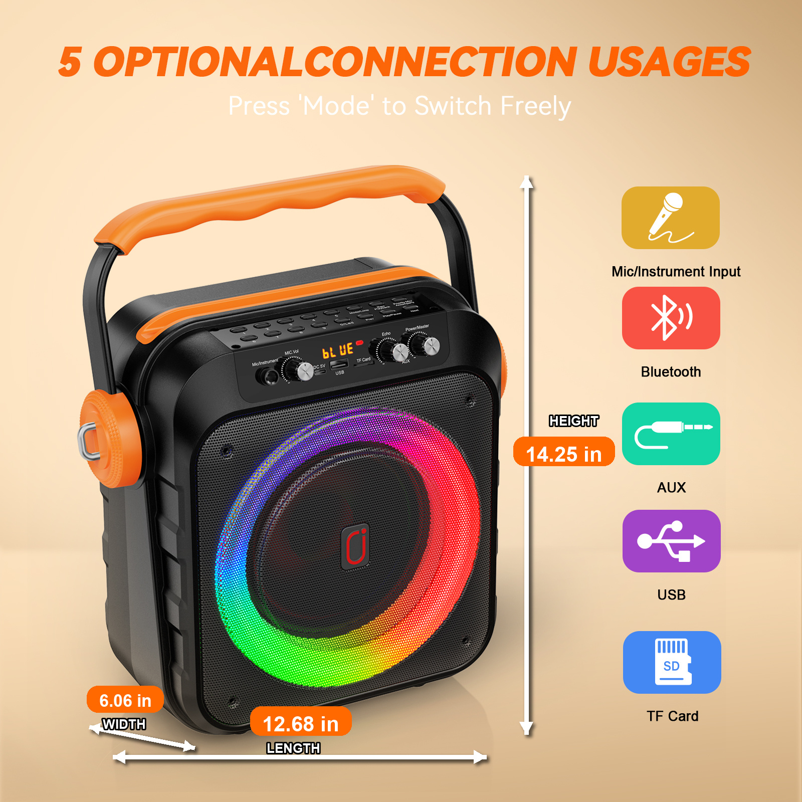 JAUYXIAN Portable Karaoke Machine with 2 Microphones photo 7