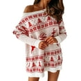 thumbnail image 6 of Musuos Women Christmas Off Shoulder Long Sleeve Pullover Sweater Dresses Casual Oversized Sweaters, 6 of 8