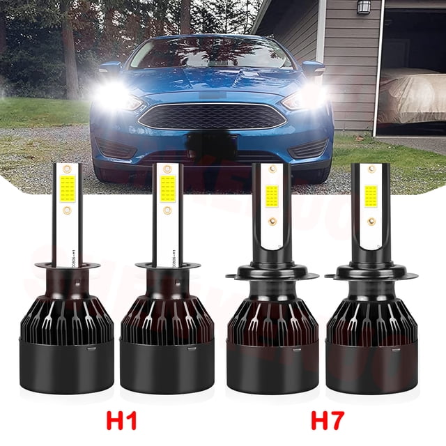 H1 H7 LED Headlight Bulbs for Ford Focus 2008 2009 2010 2011 High&Low Beam 4pcs