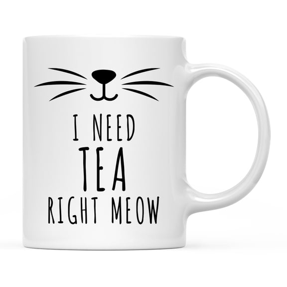 Koyal Wholesale Funny Cat Lover Ceramic Coffee Mug, I Need Right Meow