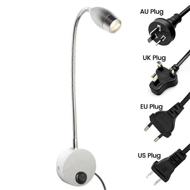 Reading Light LED Hose Spotlight Hose Wall Lamp Gooseneck Lamp Touch Control for Bedside Reading Warm Light AU Plug