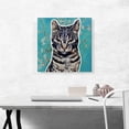 thumbnail image 2 of ARTCANVAS Egyptian Mau Cat Breed Teal Canvas Art Print - Size: 18" x 18" (0.75" Deep), 2 of 9