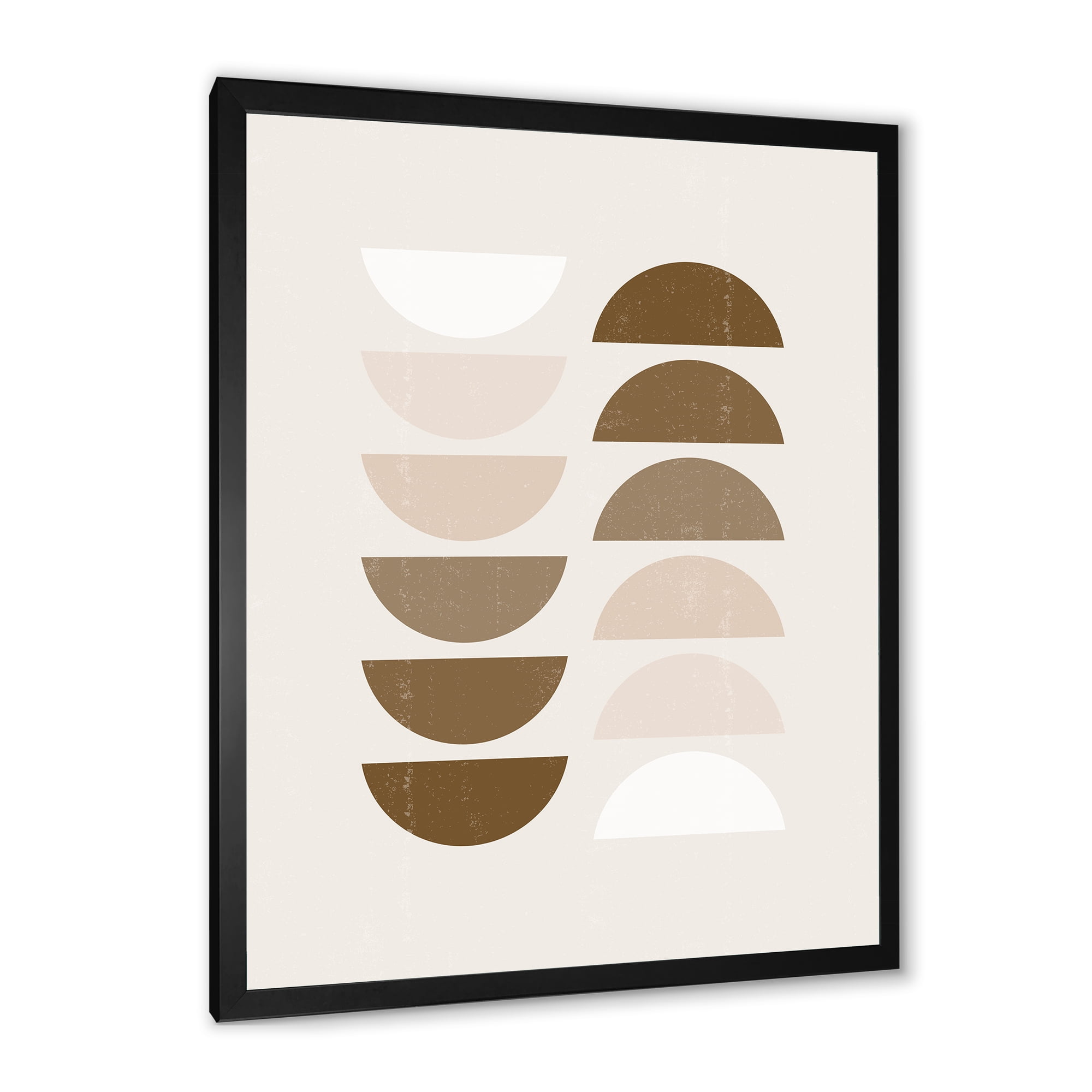 Designart 'Abstract Moon and Sun Geometrics In Terracotta II' Modern Framed Art Print