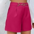 thumbnail image 6 of Women's High Waisted Dressy Shorts Side Zipper Waist with Metal Accent & Pockets Straight Leg Wide Elastic Waist Summer Casual Work Shorts, 6 of 8