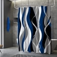 thumbnail image 2 of Blue and Black Shower Curtain Grey and White Shower Curtains for Bathroom Modern Abstract Geometric Shower Curtains Fabric with Hooks, 72" x 72", 2 of 6