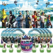 Fortnite Party Supplies Birthday Decorations Paper Plates Banner Kids Cake Toppers Set Decor