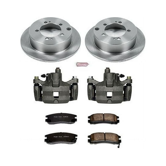 PowerStop Rear Stock Replacement Brake Pad and Rotor Kit with Calipers Fits: CHRYSLER DODGE EAGLE MITSUBISHI Select Models KCOE1203