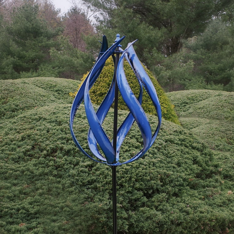 Ice Blue Flame Wind Spinner Kinetic Weather Yard Art Fire Garden Sculpture Decor Ice Blue Flame Wind Spinner Kinetic Weather Yard Art Fire Garden Sculpture Decor