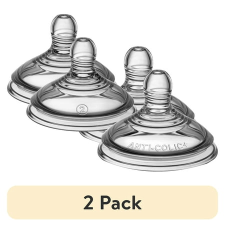 (2 pack) Tommee Tippee Advanced Anti-Colic Baby Bottle Nipples, 6m+, Medium Flow, Breast-like, Soft Silicone, Pack of 2