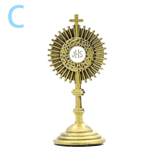 pieza de figura de cruz cristiana católica de Jesús, estatua de oración de comunión para decoración de mesa del hogar, figura de cruz, regalo religioso