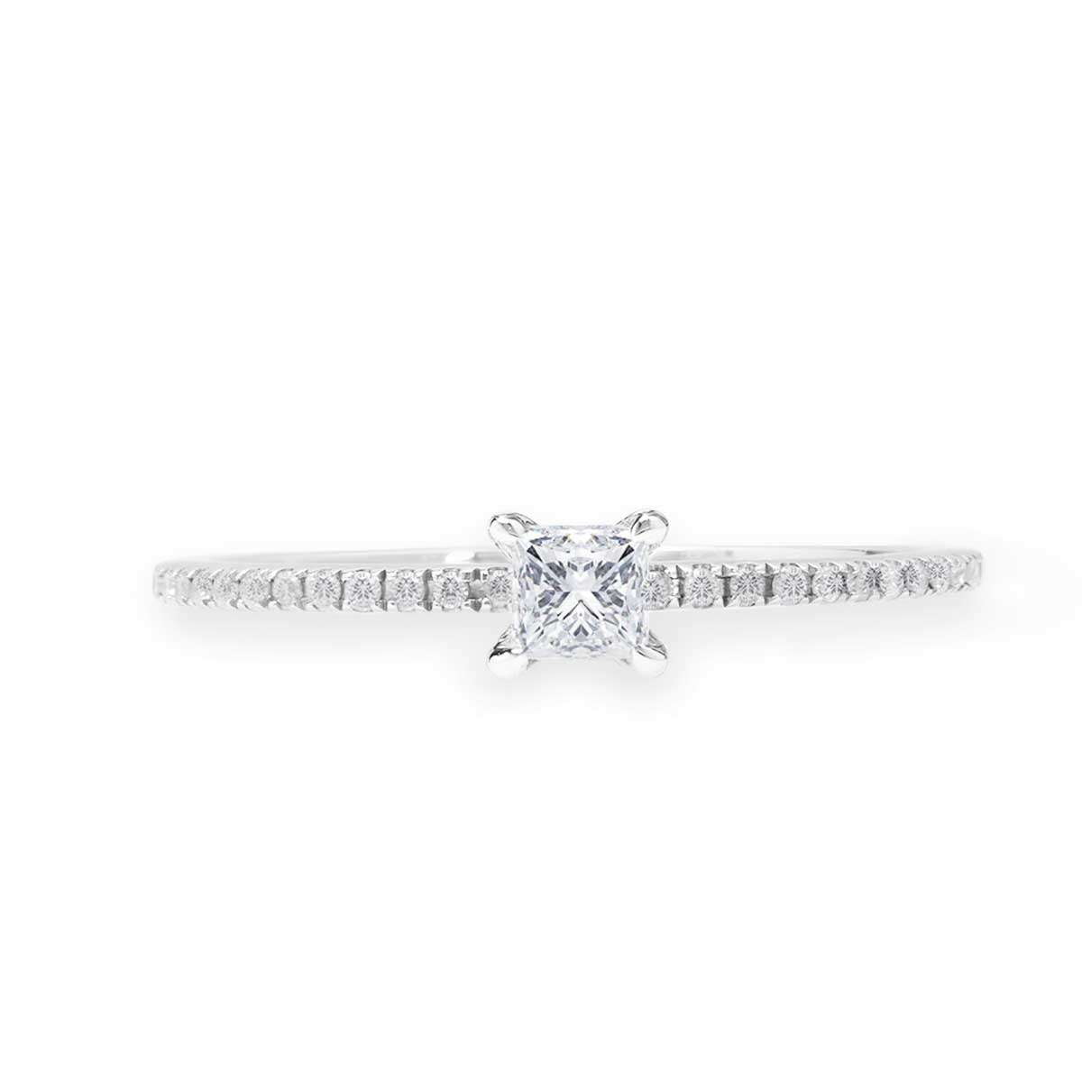 JeenMata .50 Carat Princess Cut Lab Grown Diamond 4 Prong Wedding Ring in 10k White Gold