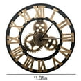 thumbnail image 2 of LAMIRO 3D Large Classic Vintage Wooden Silent Wall Clock Retro Gear Hanging Clock Roman Numeral Horologes European Style Steampunk Industrial Decor for Living Room,Bar,Gold,30cm, 2 of 7