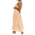 thumbnail image 6 of Qiylii Women's Causal Summer Dress Spaghetti Strap Sleeveless Plaid Beach Boho Long Maxi Dresses with Pockets, 6 of 9