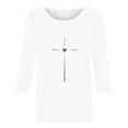 thumbnail image 4 of Jsaierl T-Shirts Foi Religieuse Chrétienne pour Femmes Manches 3/4 Col Rond Hauts Décontractés Tendance Blouses Imprimé Graphique Mignon, 4 of 5