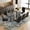 Table with 8 Black Chairs, variant on Sumdeal 5-Piece Oval Glass Dining Set, Seats 4, White Faux Leather Chairs
