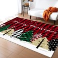 thumbnail image 3 of Christmas Tree Area Rug 5x7ft Winter Snowflake Red Black Plaid Non-Slip Washable Square Rugs Soft Felt Indoor Floor Mat for Bedroom Kitchen Living Room Bathroom, 3 of 8