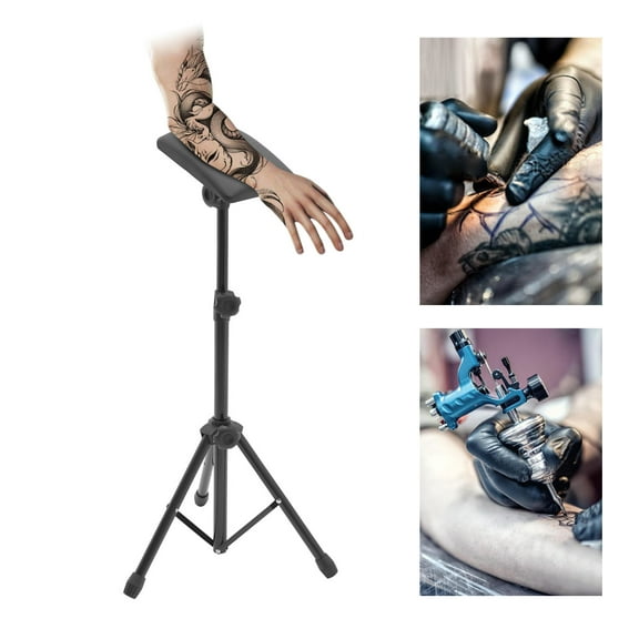 Aiqidi Tattoo Tripod Stand Portable Sponge Pad Armrest Bracket Adjustable Height 65-125cm (Black)