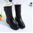 thumbnail image 4 of Fesfesfes Fuzzy Boots for Women Mid Length Low Heel Round Toe Side Zipper Plush Insulation Winter Fashionable Boots US:4.5(35), 4 of 9