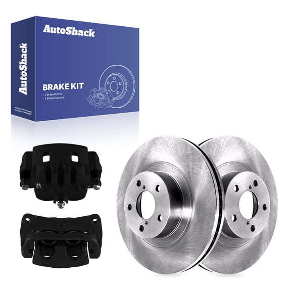 AutoShack Front Vented Brake Rotors   Calipers Black 4-PC Brake Kit Replacement for 2009-2018 Subaru Forester 2005-2014 Subaru Outback 11.55" (293.4 mm)