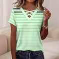 thumbnail image 2 of YUGYXL Shirts for Women Short Sleeve Tops Gradient Criss Cross V Neck Summer Casual Travel Work Shirt Going Out A Green Top M, 2 of 8