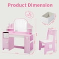 thumbnail image 5 of Jolie Vallee Vanity Set with Chair Kids Makeup Vanity Desk with Lights Mirror, 3 in 1 Toddler Vanity Desk with Bookshelf Storage Cabinet, Pink Pretend Play Dressing Table for Little Girls, 5 of 7