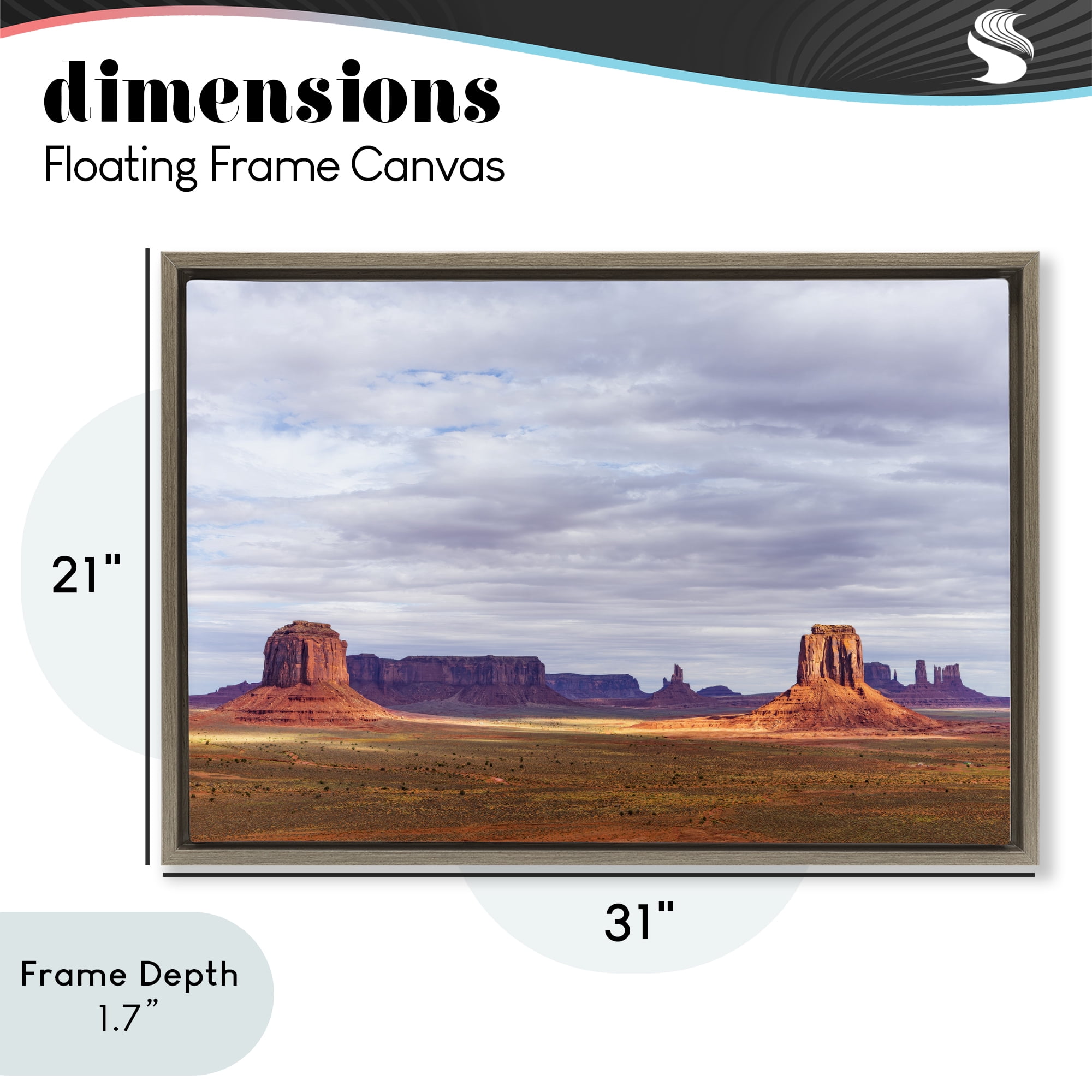 Stupell Industries Monumental Desert Buttes & Mesas Brown Framed Floater Canvas Wall Art, design by Shelley Carlisle