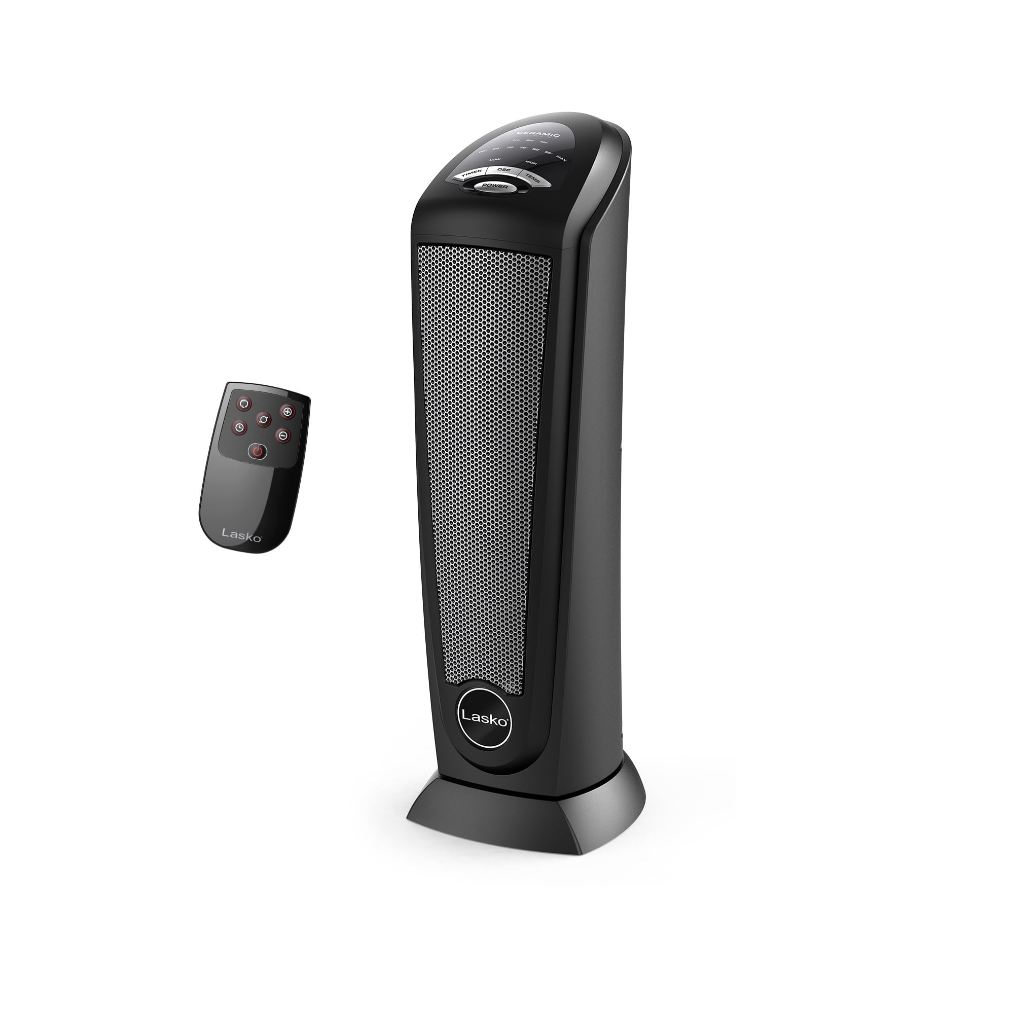 Lasko CT22410 Black 1500W 2 Speed, Oscillating, Remote, Timer Ceramic Tower Space Heater