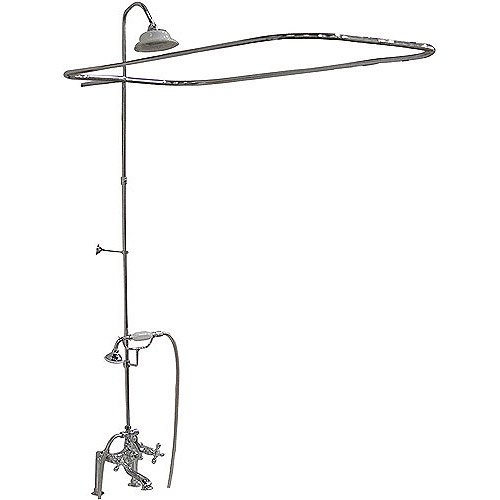 Barclay Leg Tub Diverter Faucet with Elephant Spout, Metal Cross