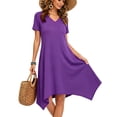 thumbnail image 2 of MecTo Summer Dresses for Women Soft V-neck Short Sleeve T shirts Asymmetrical Hem Casual Dress with Pockets, 2 of 8