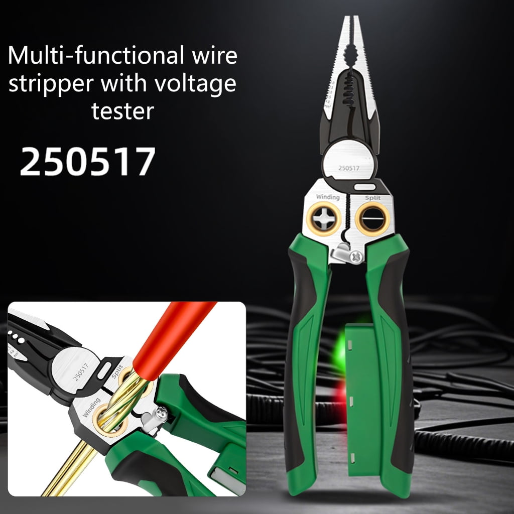 BQBQERT Professional Ergonomic Voltages Testing Wire Stripper for Electrical Cable Cutting Stripping Home Industrial Use