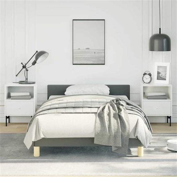 Bowery Hill Engineered Wood Twin XL Bed Frame with Headboard in Dark Gray