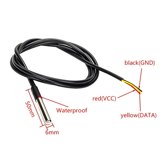 5pcs 4M DS18B20 Temperature Sensor Digital Thermal Probe Sensor, tainless Steel Tube Probe 1 M/39.37'' for (Pack of 5pcs) EK1083